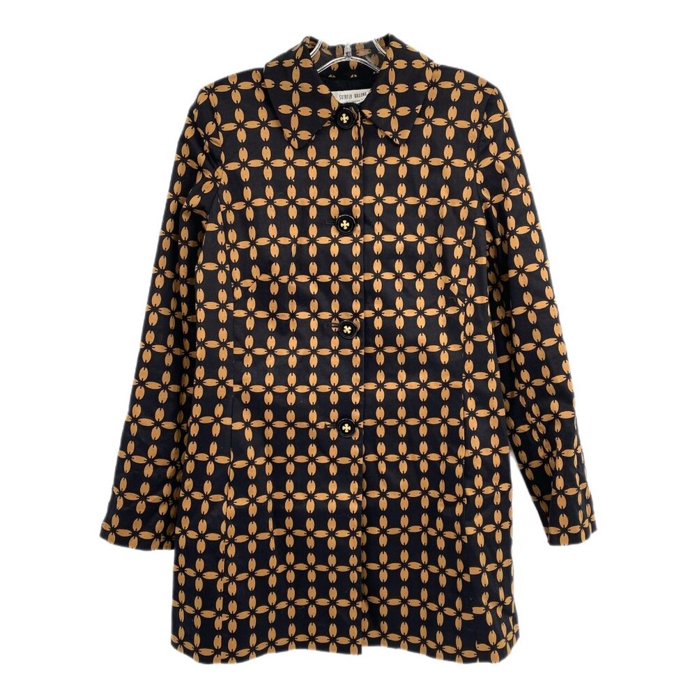Skirtin Around Black Patterned Mid-Length Jacket | Size 10